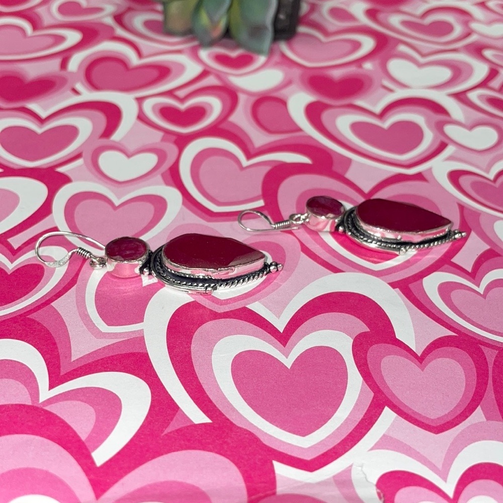 Silver Ruby Earrings - image 4